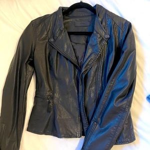 Black moto vegan leather jacket from Nordstrom Rack Blank NYC brand